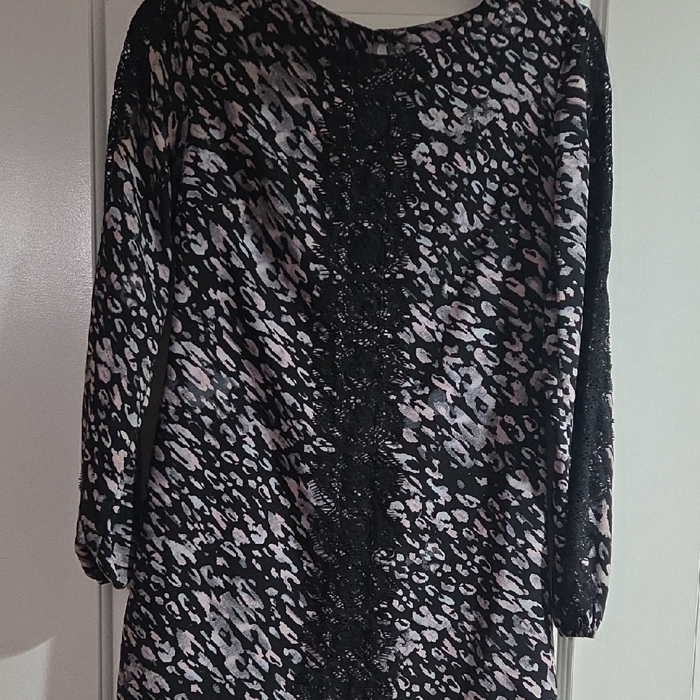 Xhilaration Animal Print Lace Detail Top